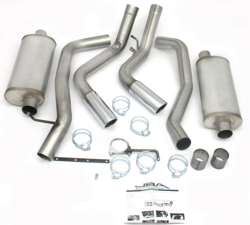 Exhaust System - Cat-Back - 3 in Tailpipe - 3.5 in Tips - Stainless - Natural - GM LS-Series - GM Fullsize Truck 2001-07 - Kit