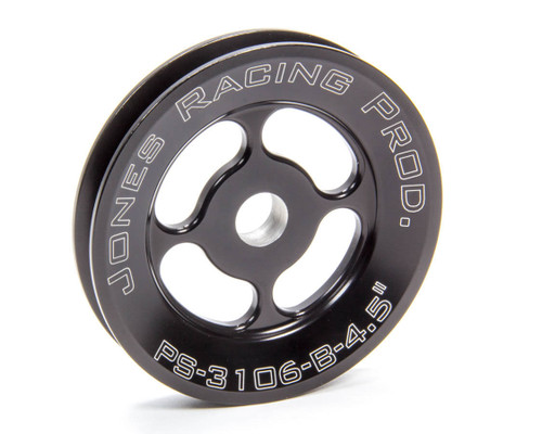 Power Steering Pump Pulley - V-Belt - 1 Groove - Press-On - 4.5 in Diameter - Aluminum - Black Anodized - Each