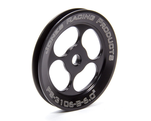 Power Steering Pump Pulley - V-Belt - 1 Groove - Press-On - 6 in Diameter - Aluminum - Black Anodized - Each Power Steering Pump Pulley - V-Belt - 1 Groove - Press-On - 6 in Diameter - Aluminum - Black Anodized - Each
