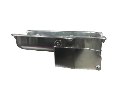 Engine Oil Pan - Claimer - Rear Sump - 6 qt - 7.25 in Deep - Drivers Side Dipstick - Steel - Zinc Plated - 2-Piece Seal - Small Block Chevy - Kit