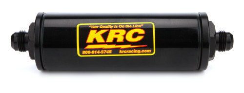 Fuel Filter - Race Ready - In-Line - 100 Micron - Stainless Element - 7.500 in Long - 8 AN Male Inlet - 8 AN Male Outlet - Aluminum - Black Anodized - Each