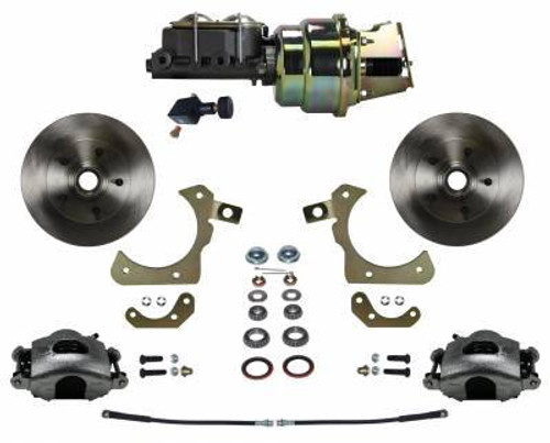 Brake System - Power Disc Conversion - Front - 1 Piston Caliper - 11.000 in Solid Rotors - Booster / Master Cylinder - Iron - Zinc Plated - GM B-Body 1959-64 - Kit