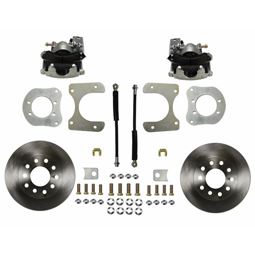 Brake System - Disc Conversion - Rear - 1 Piston Caliper - 11.000 in Plain Iron Rotors - Iron - Zinc Plated - Mopar 8.25 / 9.25 - Kit