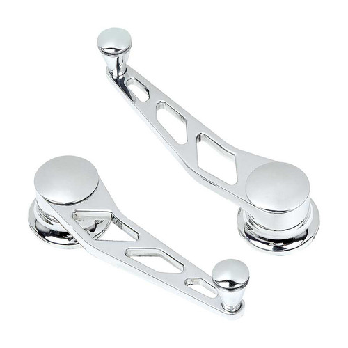 Window Crank - 1/2 in Square Spline - Aluminum - Polished - Ford / GM - Pair