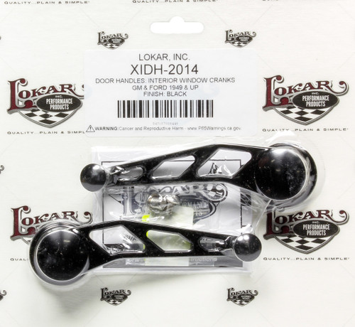 Window Crank - Midnight Series - 1/2 in Round Spline - Aluminum - Black Anodized - Ford / GM - Pair