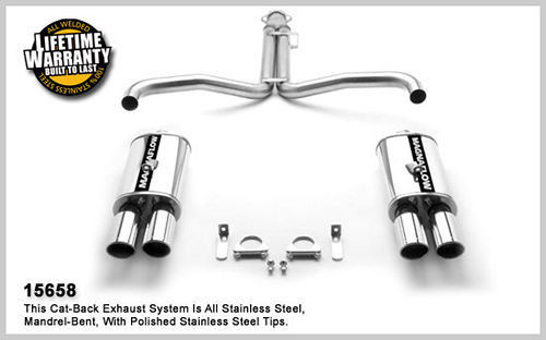 Exhaust System - Street Series - Cat-Back - 2.5 in Diameter - 3.5 in Tips - Stainless - Natural - Chevy Corvette 1986-91 - Kit