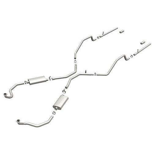 Exhaust System - Street - Cat-Back - 2.5 in Diameter - 3 in Polished Tips - Stainless - Natural - GM B-Body 1961-64 - Kit