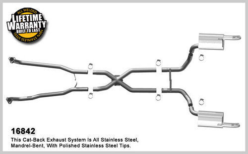 Exhaust System - Street Series - Cat-Back - 2.5 in Diameter - 2.5 in Tips - Stainless - Polished - Chevy Corvette 1968-73 - Kit