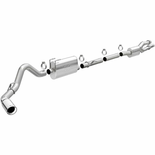 Exhaust System - Street Series - Cat-Back - 3.5 in Diameter - Single Side Exit - 5 in Polished Tip - Stainless - Natural - Ford Godzilla - Ford Fullsize Truck 2020-21 - Kit