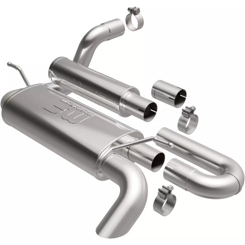 Exhaust System - Overland Series - 2.5 in Diameter - Single Exit - Stainless - Natural - Jeep Wrangler JL 2018-23 - Kit