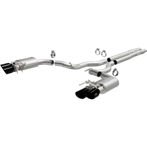 Exhaust System - Competition Series - Cat-Back - 3 in Diameter - Dual Rear Exit - 4.5 in Black Tips - Stainless - Natural - Ford Mustang 2024 - Kit