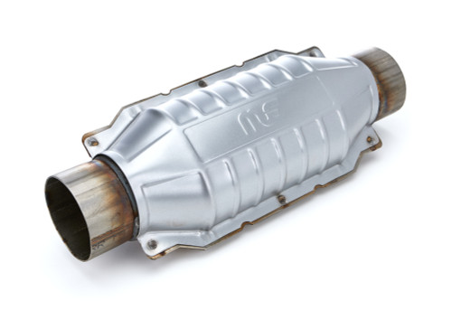 Catalytic Converter - Universal-Fit - 3 in Inlet - 3 in Outlet - Oval - 5.5 x 12 in Case - 16 in Long - Stainless - Natural - Each