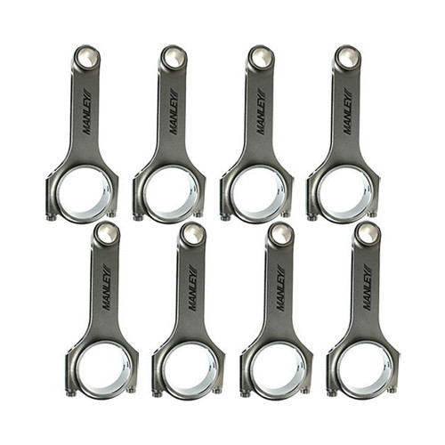 Connecting Rod - H-Beam - 5.933 in Long - Bushed - 3/8 in Cap Screws - ARP2000 Bolt - Forged - Steel - Set of 8