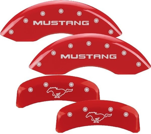 Brake Caliper Cover - Mustang Script Front Logo - Mustang Pony Rear Logo - Aluminum - Red Powder Coat - 16 in Minimum Wheel Diameter - Ford Mustang 1994-2004 - Set of 4