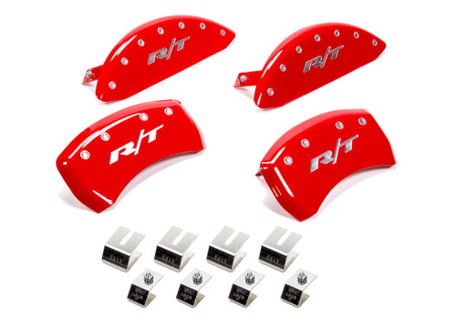 Brake Caliper Cover - R/T Script Logo - Aluminum - Red Powder Coat - 18 in Minimum Wheel Diameter - Dodge Challenger / Charger 2011-16 - Set of 4