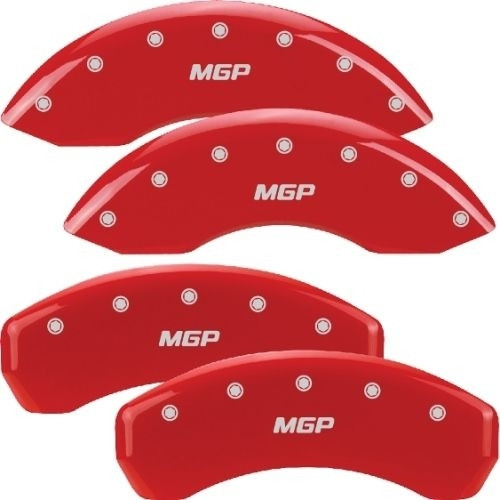 Brake Caliper Cover - MGP Script Logo - Aluminum - Red Powder Coat - 18 in Minimum Wheel Diameter - Chevy Camaro 2010-15 - Set of 4