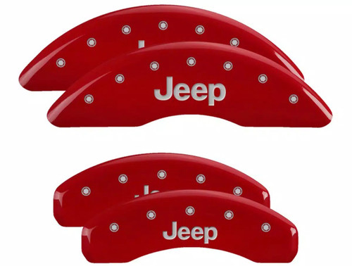Brake Caliper Cover - Jeep Logo - Aluminum - Red Powder Coat - 18 in Minimum Wheel Diameter - Jeep Grand Cherokee L 2021-24 - Set of 4 Brake Caliper Cover - Jeep Logo - Aluminum - Red Powder Coat - 18 in Minimum Wheel Diameter - Jeep Grand Cherokee L 2021-24 - Set of 4