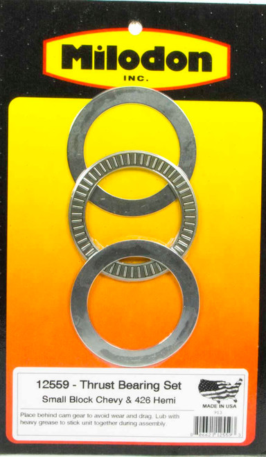 Camshaft Thrust Bearing - 0.030 / 0.040 / 0.070 in Thick - Roller - Steel - Natural - Milodon Gear Drive - Small Block Chevy - Kit Camshaft Thrust Bearing - 0.030 / 0.040 / 0.070 in Thick - Roller - Steel - Natural - Milodon Gear Drive - Small Block Chevy - Kit