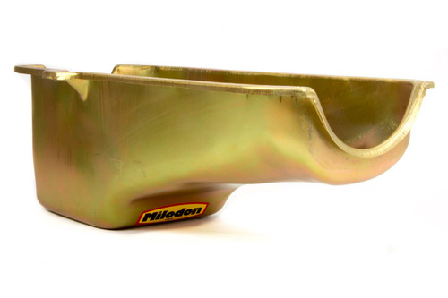 Engine Oil Pan - Stock Replacement - Rear Sump - 5 qt - 7.75 in Deep - Steel - Cadmium - 2-Piece Seal - Small Block Chevy - Each