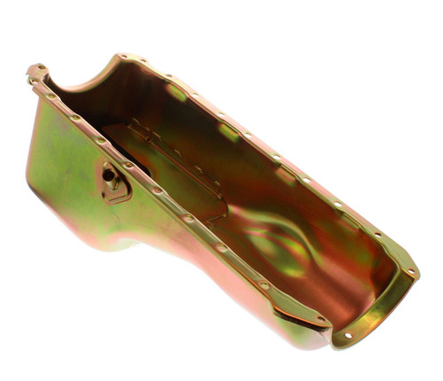 Engine Oil Pan - Stock Replacement - Rear Sump - 5 qt - 8.125 in Deep - Steel - Cadmium - 2-Piece Seal - Big Block Chevy - Each