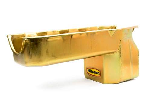 Engine Oil Pan - Street / Strip - Rear Sump - 5 qt - 9.5 in Deep - Steel - Cadmium - S-10 Engine Swap - 2-Piece Seal - Small Block Chevy - Each