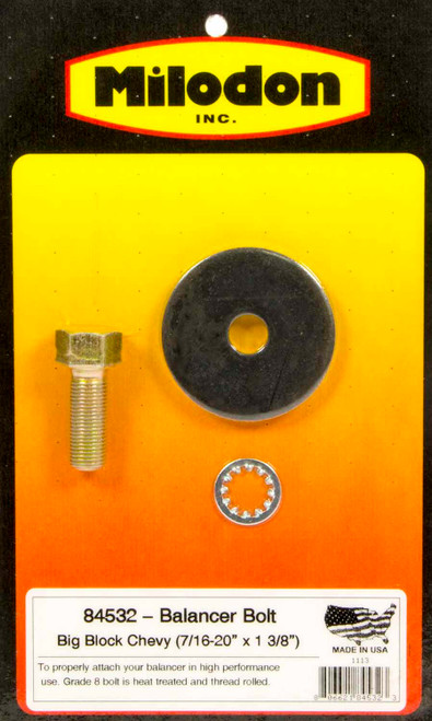 Harmonic Balancer Bolt - 1/2-20 in Thread - 1.375 in Long - 3/4 in Hex head - Grade 8 - Steel - Cadmium - Big Block Chevy - Each