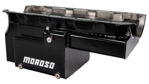 Engine Oil Pan - Marine - Rear Sump - 12 qt Capacity - 10 in Deep - Steel - Black Powder Coat - Big Block Chevy - Each