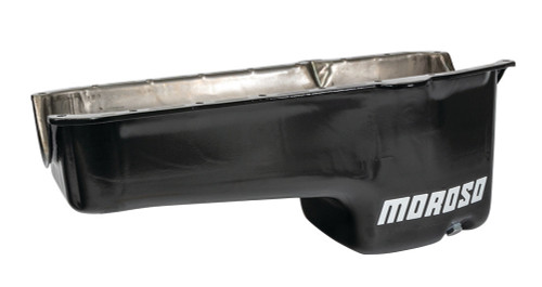 Engine Oil Pan - Street / Strip - Rear Sump - 6 qt - 8.25 in Deep - Steel - Black Powder Coat - 2-Piece Seal - Small Block Chevy - Each