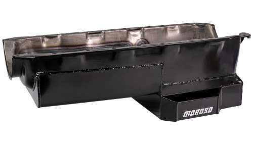 Engine Oil Pan - Street / Strip - Rear Sump - 6 qt - 8 in Deep - Baffled - Steel - Black Powder Coat - 2-Piece Seal - Big Block Chevy - Each Engine Oil Pan - Street / Strip - Rear Sump - 6 qt - 8 in Deep - Baffled - Steel - Black Powder Coat - 2-Piece Seal - Big Block Chevy - Each