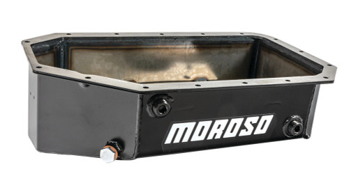 Engine Oil Pan - Street / Strip - Driver Side Sump - 6.5 qt - 5.5 in Deep - Baffled - Steel - Black Powder Coat - Honda 4-Cylinder - Each