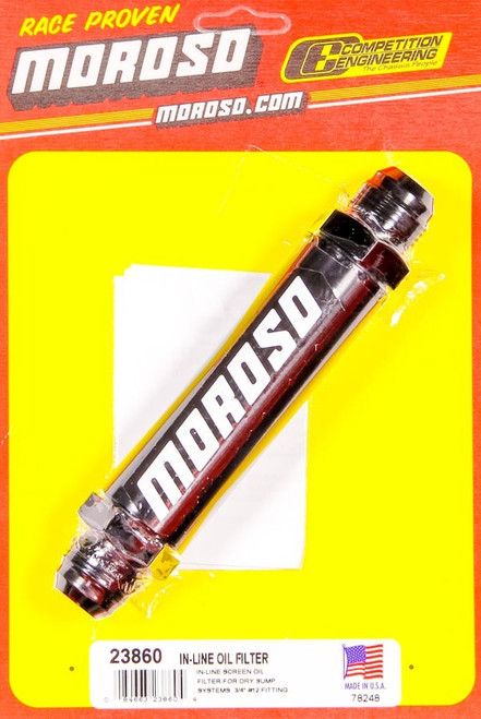 Oil Filter - In-Line - Stainless Screen - 12 AN Male Inlet - 12 AN Male Outlet - Aluminum - Black Anodized - Each Oil Filter - In-Line - Stainless Screen - 12 AN Male Inlet - 12 AN Male Outlet - Aluminum - Black Anodized - Each