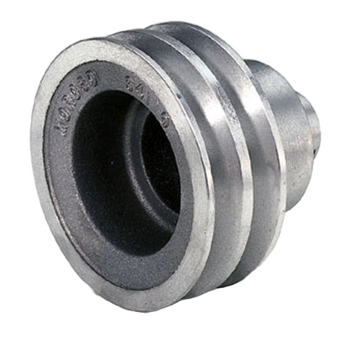Crankshaft Pulley - V-Belt - 2 Groove - 4 in Diameter - Underdrive - Aluminum - Natural - Long Water Pump - Small Block Chevy - Each