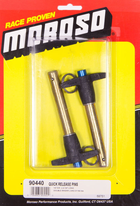 Quick Release Pin - 0.5 in Diameter - 2.5 in Long - T-Handled - Pair