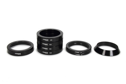 Axle Spacer Kit - Two 0.25 / Four 0.5 in Straight - One 0.500 in Male Cone - One 0.625 in Female Cone - Aluminum - 36-Spline - Midget - Kit Axle Spacer Kit - Two 0.25 / Four 0.5 in Straight - One 0.500 in Male Cone - One 0.625 in Female Cone - Aluminum - 36-Spline - Midget - Kit