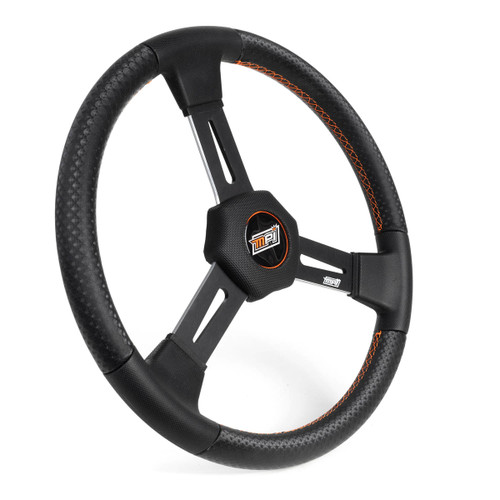 Steering Wheel - Dirt Racing - 15 in Diameter - Flat - 3-Spoke - Black Foam Grip - Aluminum - Black Anodized - Each