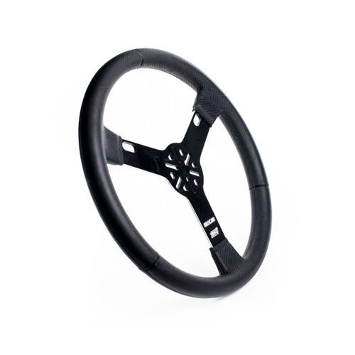 Steering Wheel - Sim Racing Dirt Oval - 15 in Diameter - Flat - 3-Spoke - Black Polyurethane Grip - Aluminum - Black Anodized - Each