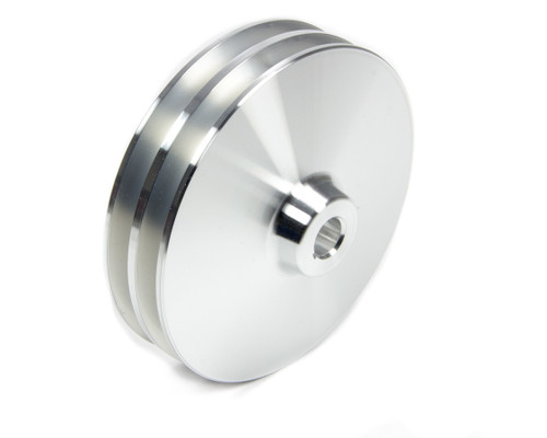 Power Steering Pump Pulley - V-Belt - 2 Groove - Bolt-On - 5.75 in Diameter - Aluminum - Clear Powder Coat - Long Water Pump - GM Pumps - Each