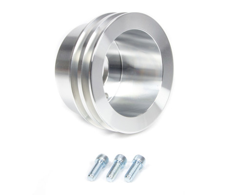 Crankshaft Pulley - Performance Ratio - V-Belt - 2 Groove - 5.5 in Diameter - Hardware Included - Aluminum - Clear Powder Coat - Long Water Pump - Big Block Chevy - Each