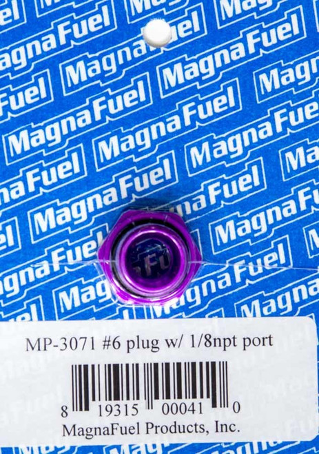 Fitting - Plug - 6 AN - O-Ring - 1/8 in NPT Female Port - Hex Head - Aluminum - Purple Anodized - Each
