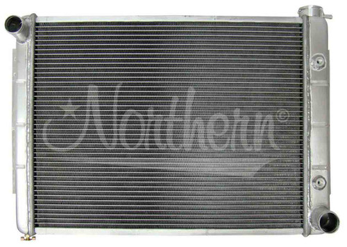 Radiator - 26.25 in W x 18.5 in H x 3.125 in D - Driver Side Inlet - Passenger Side Outlet - Aluminum - Natural - Automatic - GM 1962-70 - Each