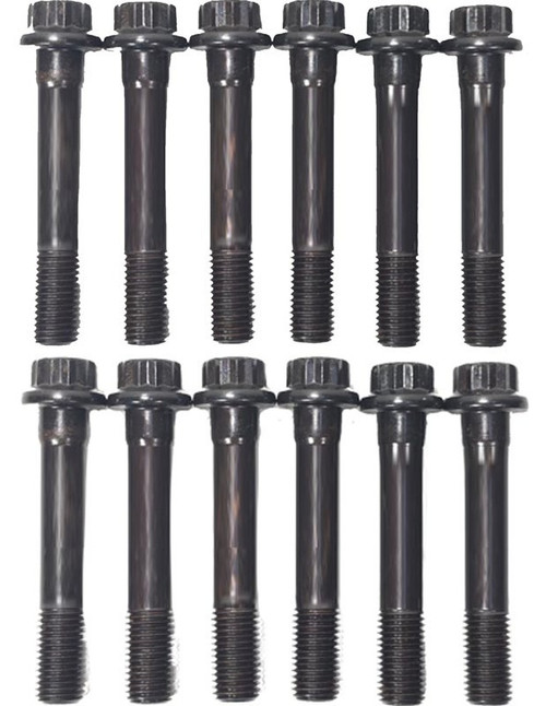 Rocker Arm Stud - 8 mm x 1.25 Base Thread - 8 mm x 1.0 Top Thread - Steel - Black Oxide - Dodge Cummins - Set of 12