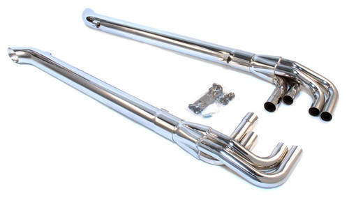 Exhaust Side Pipes - Lake Pipe 4 - 63 in Long - 2 in Inlet - 3.5 in Outlet - Steel - Chrome - Universal - Pair Exhaust Side Pipes - Lake Pipe 4 - 63 in Long - 2 in Inlet - 3.5 in Outlet - Steel - Chrome - Universal - Pair
