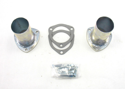 Collector Reducer - 3 in Inlet to 2.5 in Outlet - 3-Bolt Flange - Gaskets / Hardware - Steel - Zinc Oxide - Pair