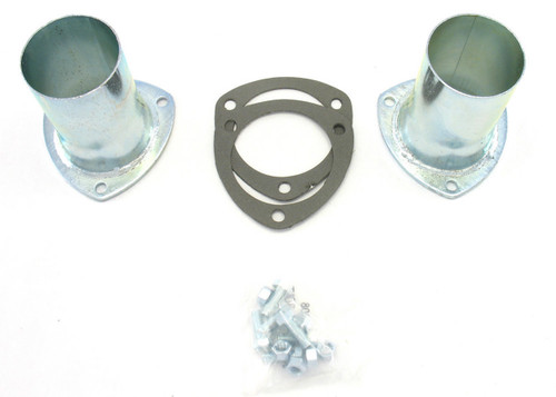 Collector Reducer - 3.5 in Inlet to 3 in OD Outlet - 3-Bolt Flange - Gaskets / Hardware - Steel - Zinc Oxide - Pair