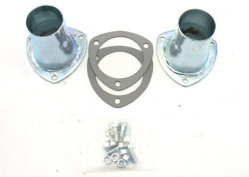 Collector Reducer - 3.5 in Inlet to 2.5 in OD Outlet - 3-Bolt Flange - Gaskets / Hardware - Steel - Zinc Oxide - Pair