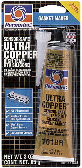 Sealant - Ultra Copper Maximum Temperature RTV - Silicone - 3 oz Tube - Each