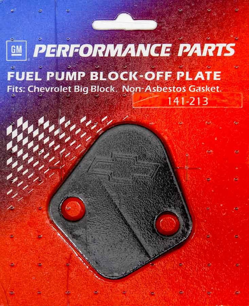 Fuel Pump Blockoff - Chevy Bowtie Logo - Steel - Black Paint - Big Block Chevy - Each