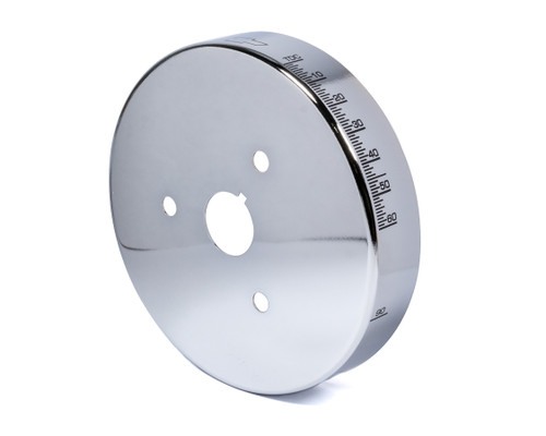 Harmonic Balancer Cover - Timing Marks - Chevy Bowtie Logo - Aluminum - Chrome - 6-3/4 in Balancers - Small Block Chevy - Each