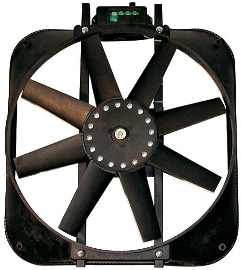 Electric Cooling Fan - Mustang - 15 in Fan - Puller - 2800 CFM - Straight Blade - 16.125 x 18 in - 4 in Thick - Plastic Shroud - Plastic - Each