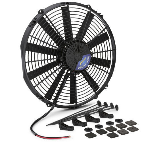 Electric Cooling Fan - Ultra Performance - 14 in Fan - 2900 CFM - 12V - Straight Blade - 15.125 x 14.75 x 3 in Thick - Plastic - Each